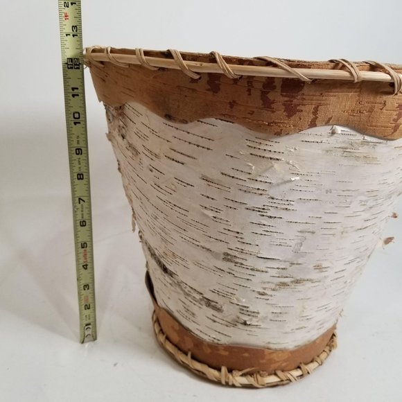Handmade Birch Wood Garbage Can Native White Brown - Picture 13 of 14